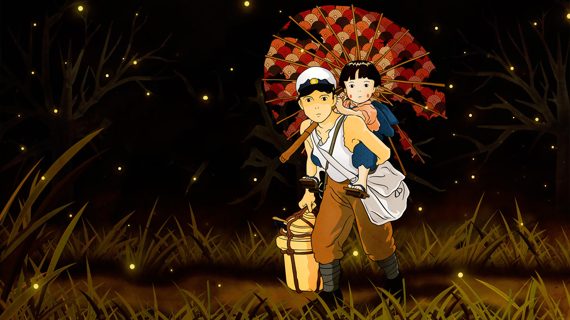 Grave Of The Fireflies - Setsuko & Seita - Studio Ghibli Wallpaper  (1949×3464) : r/Amoledbackgrounds